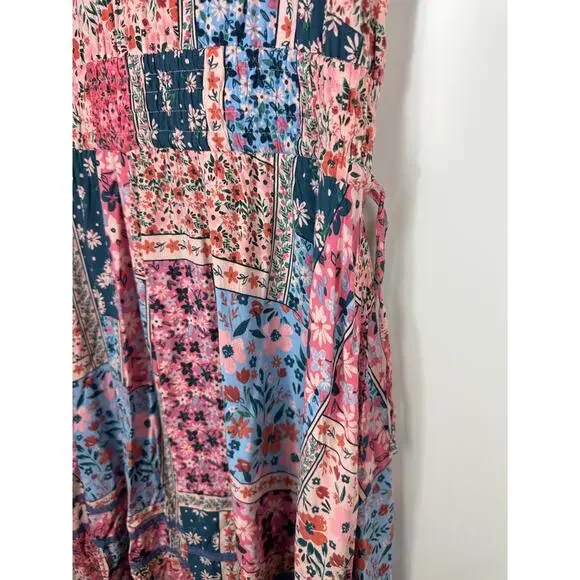 Matilda Jane Wildlife Maxi Dress Pink Teal Floral Boho Patchwork Women's Size XL - Picture 7 of 15